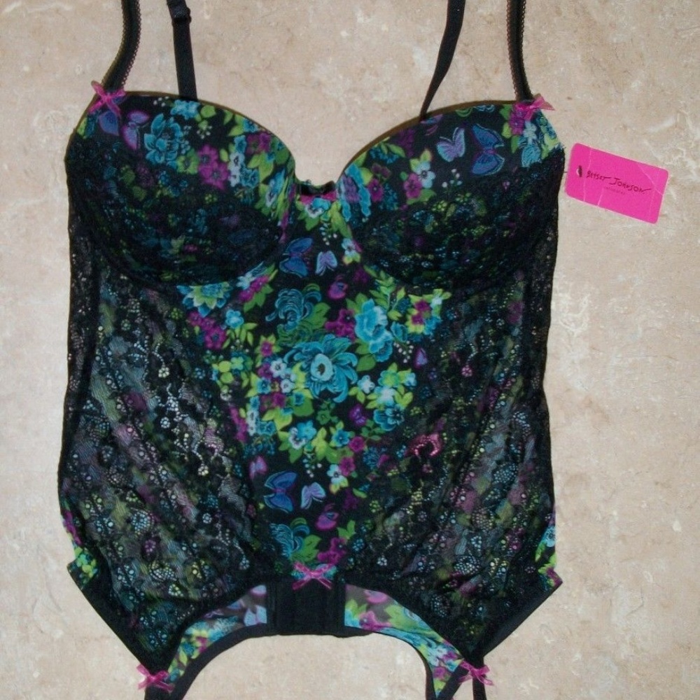 Betsey Johnson Sexy Floral Bustier 34B - Picture 1 of 2